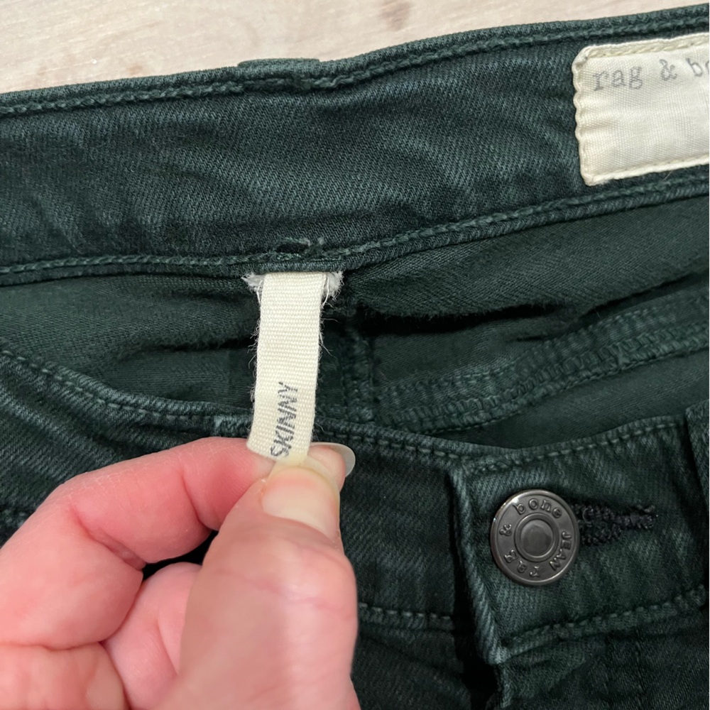 RAG & BONE/ JEAN Forest Green Skinny Denim 5-Pocket JEANS Size 26 - Picture 7 of 12